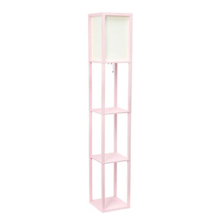 COEFICIENTE INTELECTUAL Etagere Organizer Storage Shelf with Linen Shade Floor Lamp, Light Pink CO2519839